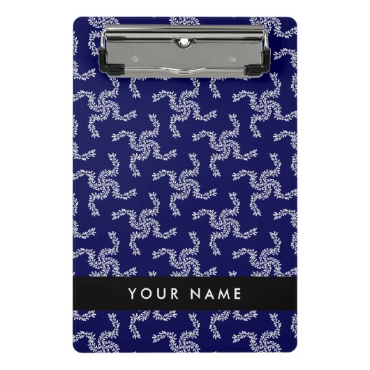 Weihnachtsgarland, Blau, Ihr Name, Personalisieren Mini Klemmbrett (Vorderseite)