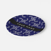 Weihnachtsgarland, Blau, Ihr Name, Personalisieren Pappteller (Schrägansicht)