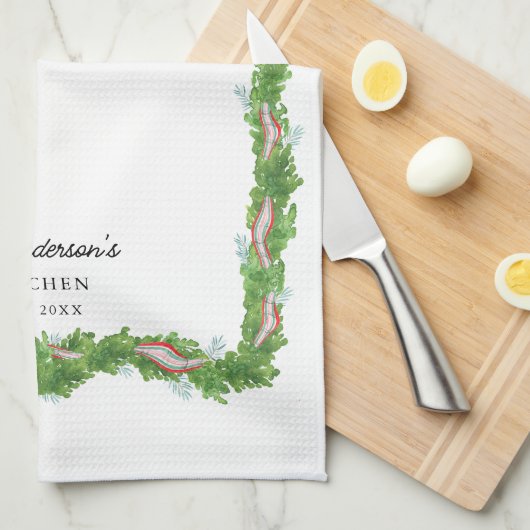 Weihnachtsgarland Bogen Familie Küche Custom Geschirrtuch (Viertel Falte)
