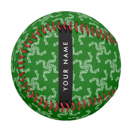 Weihnachtsgarland, Grün, Ihr Name, Personalisieren Baseball (Vorderseite Links)