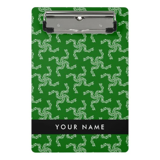 Weihnachtsgarland, Grün, Ihr Name, Personalisieren Mini Klemmbrett (Vorderseite)