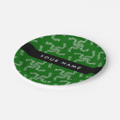 Weihnachtsgarland, Grün, Ihr Name, Personalisieren Pappteller (Schrägansicht)