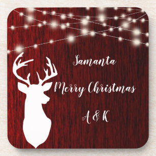 Weihnachtsgarland, Hirschkopf, personaliz Getränkeuntersetzer