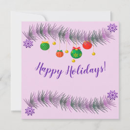 Weihnachtsgarland mit farbigen Dekorkugeln Feiertagskarte