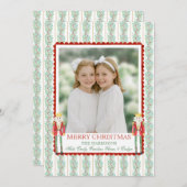 Weihnachtsgarland Nutcracker Ein Foto Feiertagskarte (Vorne/Hinten)