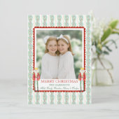 Weihnachtsgarland Nutcracker Ein Foto Feiertagskarte (Stehend Vorderseite)