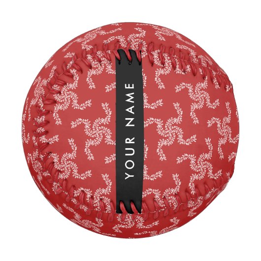 Weihnachtsgarland, Rot, Ihr Name, Personalisieren Baseball (Vorderseite Links)