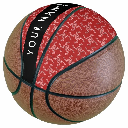 Weihnachtsgarland, Rot, Ihr Name, Personalisieren Basketball (angewinkelt)