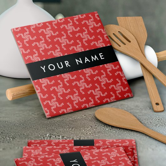 Weihnachtsgarland, Rot, Ihr Name, Personalisieren Fliese