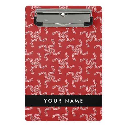 Weihnachtsgarland, Rot, Ihr Name, Personalisieren Mini Klemmbrett (Vorderseite)