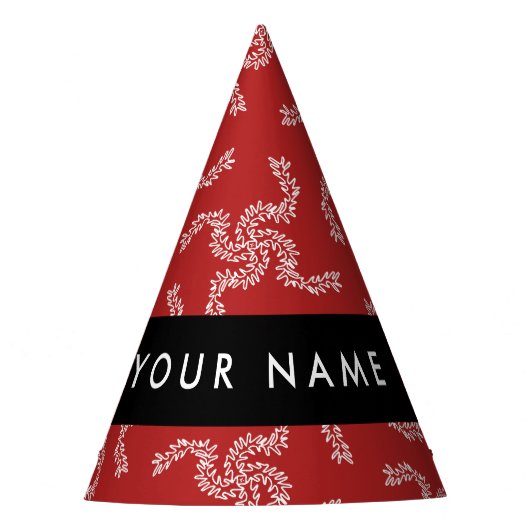 Weihnachtsgarland, Rot, Ihr Name, Personalisieren Partyhütchen (Vorderseite)