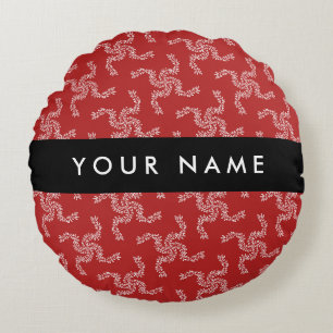 Weihnachtsgarland, Rot, Ihr Name, Personalisieren Rundes Kissen