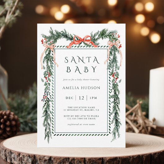 Weihnachtsgarland Santa Baby Dusche Einladung