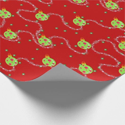 Weihnachtsgarland und Ornament_rot Geschenkpapier (Ecke)