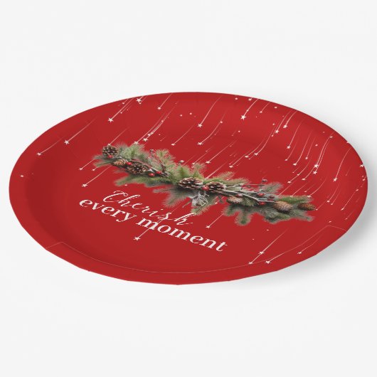 Weihnachtsgarland und Shooting Stars Cherish the Pappteller (Schrägansicht)