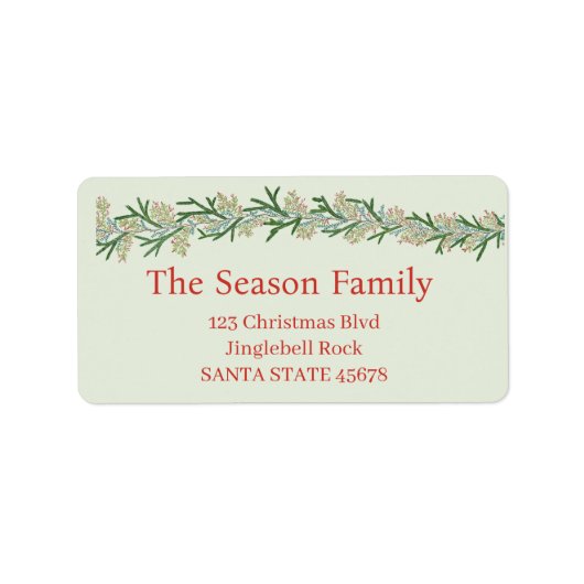 Weihnachtsgarland Wasserfarbe Adressaufkleber (Vorne)