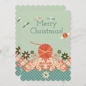 Weihnachtsgarn Stricknadeln Häkelhaken Engel Feiertagskarte (Vorne/Hinten)