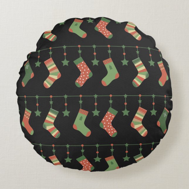 Weihnachtsgarten für Strümpfe Rundes Kissen (Vorderseite)