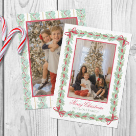 Weihnachtsgarten mit Aquarellen, Bows & Candy Foto Feiertagskarte