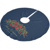 Weihnachtsgarten mit einem roten Bogen und Bauern Polyester Weihnachtsbaumdecke (Schrägansicht)