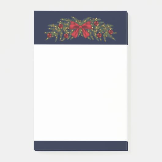 Weihnachtsgarten mit einem roten Bogen und Bauern Post-it Klebezettel (Vorderseite)