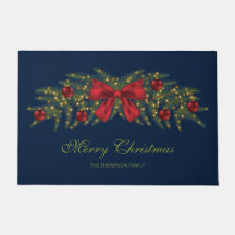 Weihnachtsgarten mit einem roten Bogen und Ornamen