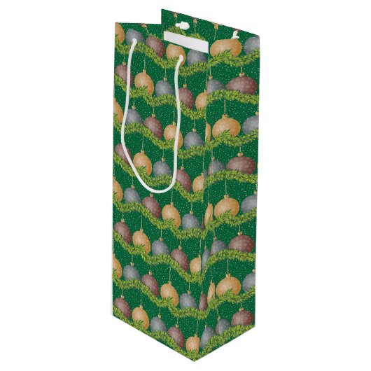 Weihnachtsgarten und -schmuck geschenktüte für weinflaschen (Vorderseite Schrägansicht)