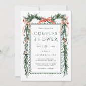 Weihnachtsgarten Wasserfarbe Paare Dusche Einladung (Vorderseite)