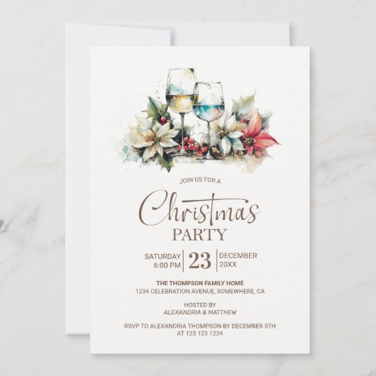 Weihnachtsgebäck aus Weinglas - Party Einladung (Vorderseite)