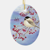 Weihnachtsgebäck Bird & Berries Keramik Ornament (Hinten)