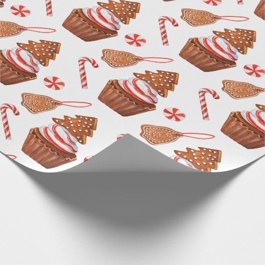 Weihnachtsgebäck Cookie Cupcake Geschenkpapier (Ecke)