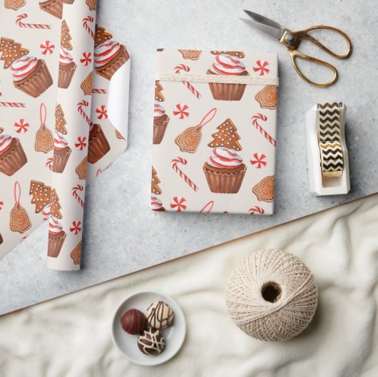 Weihnachtsgebäck Cookie Cupcake Geschenkpapier (Kunsthandwerk)