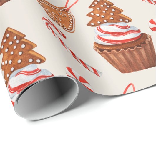 Weihnachtsgebäck Cookie Cupcake Geschenkpapier (Rolleneckpunkt)