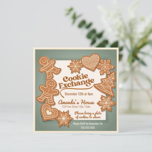 Weihnachtsgebäck Cookie Exchange Einladung (Stehend Vorderseite)