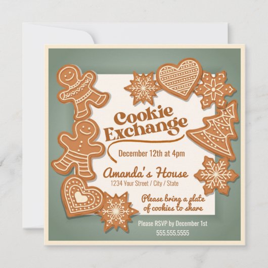 Weihnachtsgebäck Cookie Exchange Einladung (Vorderseite)