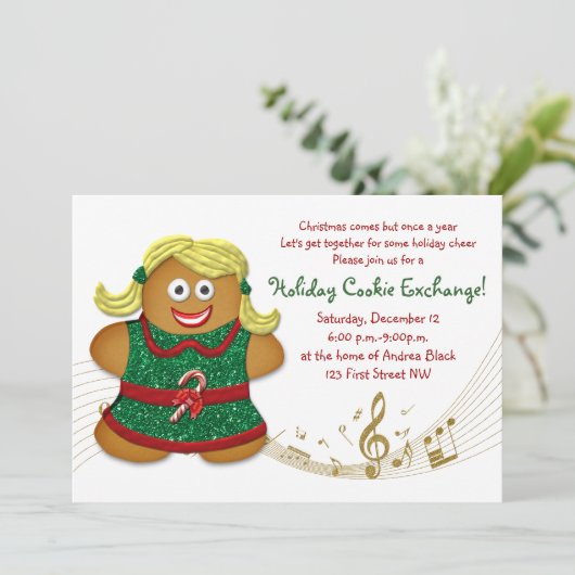 Weihnachtsgebäck Cookie Exchange Einladung (Stehend Vorderseite)
