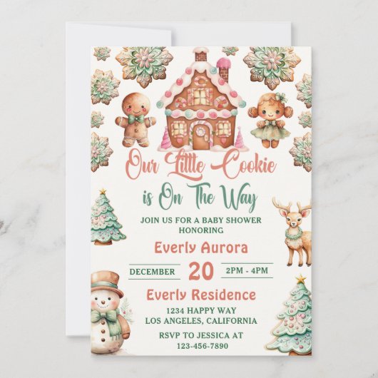 Weihnachtsgebäck Cookies Baby Dusche Party Einladung (Vorderseite)