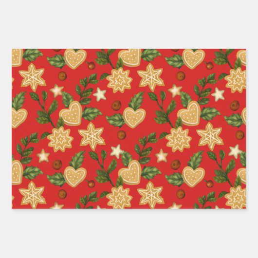 Weihnachtsgebäck Cookies und Berries Rot Geschenkpapier Set (Vorderseite 2)