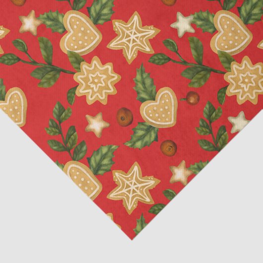 Weihnachtsgebäck Cookies und Berries Rot Seidenpapier (Ausschnitt)