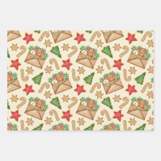 Weihnachtsgebäck Cookies und Briefe Geschenkpapier Set (Vorderseite 2)