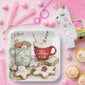 Weihnachtsgebäck Cookies und heiße Schokolade Pappteller (Party)