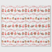Weihnachtsgebäck Cupcakes Macarons Geschenkpapier (Flach)