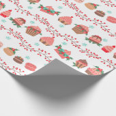 Weihnachtsgebäck Cupcakes Macarons Geschenkpapier (Ecke)