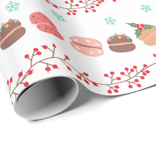 Weihnachtsgebäck Cupcakes Macarons Geschenkpapier (Rolleneckpunkt)