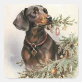 Weihnachtsgebäck Dackel Hund Quadratischer Aufkleber (Vorderseite)