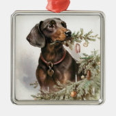 Weihnachtsgebäck Dackel Hund Silbernes Ornament (Vorne)
