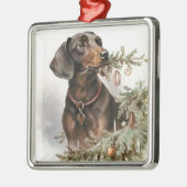 Weihnachtsgebäck Dackel Hund Silbernes Ornament (Links)