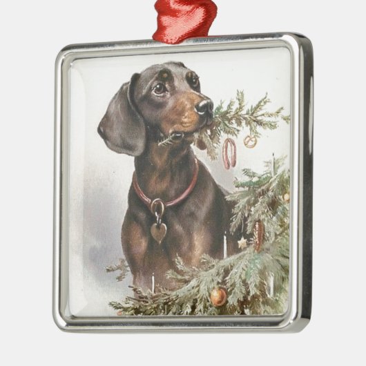 Weihnachtsgebäck Dackel Hund Silbernes Ornament (Links)