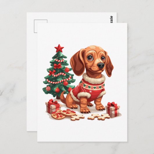 Weihnachtsgebäck Dackel Hunde Weihnachtsgebäck Postkarte (Vorne/Hinten)