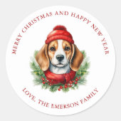 Weihnachtsgebäck für Wasserfarben Beagle Runder Aufkleber (Vorderseite)
